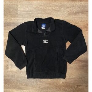 Vintage 90's Umbro Kids Fleece Black Zip Pull-over Size Youth Large
